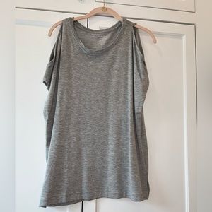 Saks Gray Tee with Shoulder Cut Out